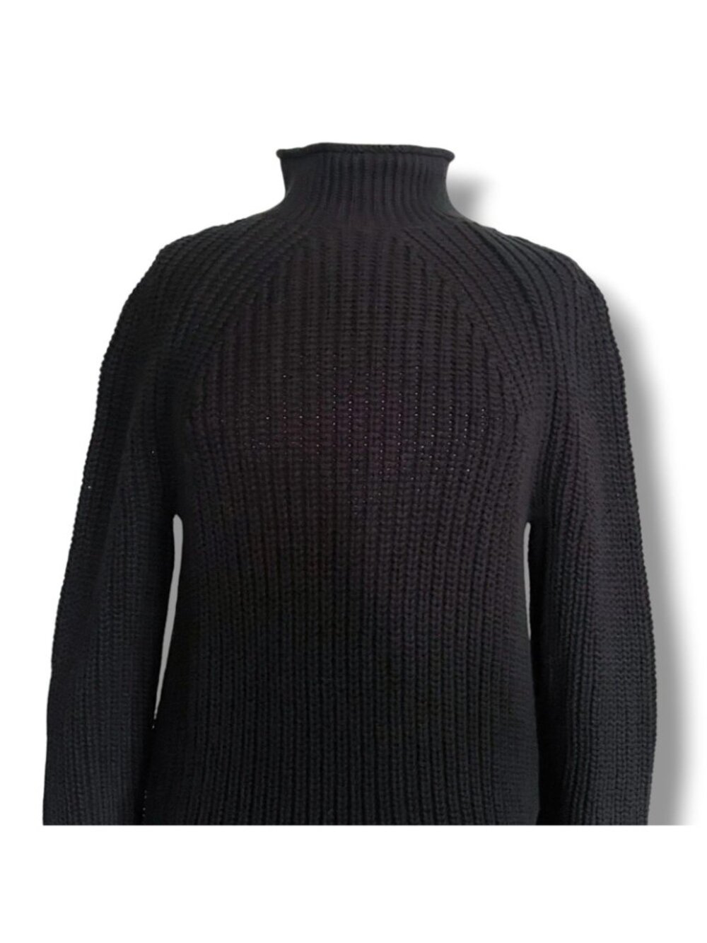J Crew Womens Relaxed Rollneck Sweater XS Black Cotton Preppy Oversized Chunky - Picture 4 of 10